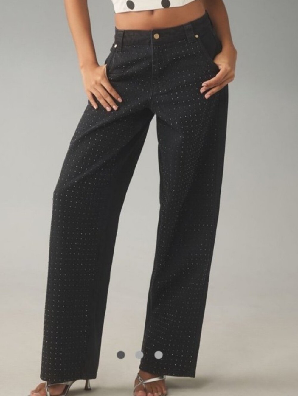 ESSENTIEL Antwerp Studded Black Wide-Leg Jeans Size 26